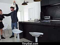 I watched petite thief Tinygal beg on knees, licking ass to avoid cops!