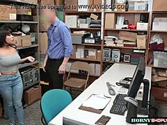 Shoplifter Aryana Rides Officer’s Huge Cock in Office Encounter