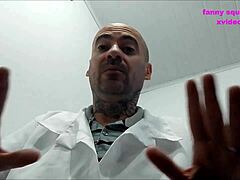 office cleaner sneaks a dirty blow on the doctor!