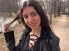 Cum on Her Face for a Shocking Park Walk