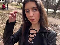 Cum on Her Face for a Shocking Park Walk