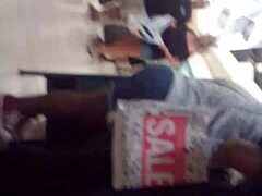 in the shop, an old ebony woman gets her ass folded in hidden voyeur scene