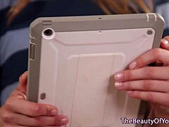 Beautiful Teen 18+ Lesbians Lick Trimmed Pussies on Sofa