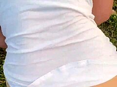 Amateurs fuck rough outdoors, almost caught.