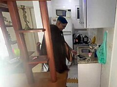 tricked skinny brunette neighbor for intense anal fuck at home