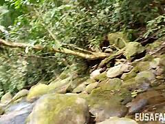 MILF Gives Oral in Public Nature Outdoor 😍