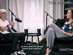 Petite 18+ redhead dives into bold casting interview on lesbian pornstar life with Bree Mills and Freya Parker