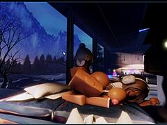 Sex with fan featuring monster cock