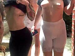 Redhead leads rough interracial 4some orgy with intense group action