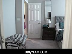 orgyfam - skinny teen 18+ gets fucked by stepdad in orgy to wild orgasm