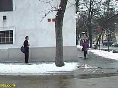This redhead BBW milf is peeing in public, can you believe it?