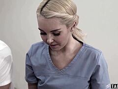 Petite 18+ Blonde Teen 18+ Tricked into Blowjob Fuck by Masseuse and Perv Husband