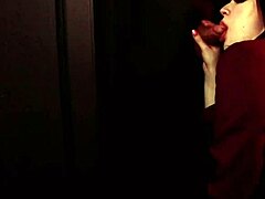 Student sucks cock at the gloryhole