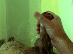 Masturbation at the shower turns into a steamy solo session