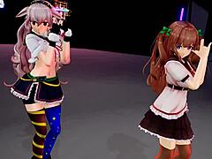 Chieri Kakyoin and Mememe Mokota Perform Strip Dance with Clothes Ripped