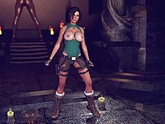 Tanned Brunette Lara Croft Dances Erotically in Torn Shorts