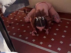 Malafalda spits and pukes on chris viper's huge tits and pierced nipples