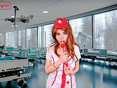 bisexual nurse in uniform does pervert things with anal toys in front of patient for jerk off instructions
