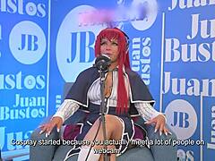 i'm evybubbles, moaning as i ride sybian in cosplay on juan bustos podcast, multiple orgasms.