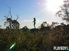 Belgium Playboy Model Miluniel Louis Strips Outdoor, Playing with Her Round Ass.