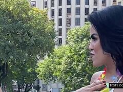 hey i'm doing this interview for the sofa test at the carnival block party with lingerie and first time muff diving