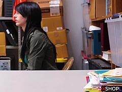 Mall Cop Fucks Shoplifting Teen's Hairy Pussy Backstage