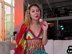 In This Pov, The Petite Teen Gives A Handjob While Talking Dirty And Stroking The Hard Cock