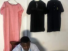 In the fake tailor shop, I let him fuck my huge ass in doggystyle