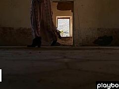 Passionate Blonde Katie Jean Strips Outdoor, Cooling Shaved Pussy