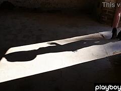 Passionate Blonde Katie Jean Strips Outdoor, Cooling Shaved Pussy