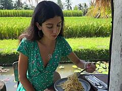 Public Cumwalk in Cafe, Eating Pasta Carbonara with Sperm Covering Face. Strutting Boldly Through Crowds with a Sticky Facial.