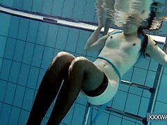 just chilling with hot hungarian teen petra getting frisky in the swimming pool