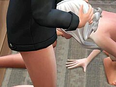 Amateur Group Sex on Floor and Chair Action