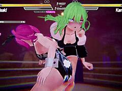 Lesbian competition with kissing and touching