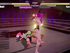 Lesbian competition with kissing and touching