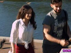 hey, that cute brunette with natural body and small tits shows tight pussy in college sensual high definition