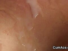 Nasty Babe Gets SPERM LOAD on Face SUCKING Every Drop!