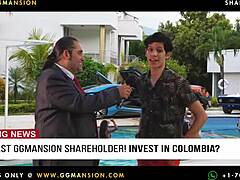 The redhead screams, Suck his big cock harder! at GGMansion.