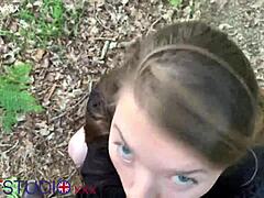 Wow, check this hot teen giving an outdoor pov blowjob!
