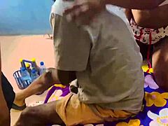 Drunk Teen and Step Sis Dominate Hotel Worker in Wild Fuck