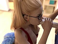 hot blonde girl sucks big dick and gets mouth filled with cum game in bio 😍