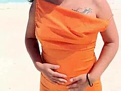 Look at this mexican whore flashing her tits on the beach