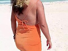 Look at this mexican whore flashing her tits on the beach