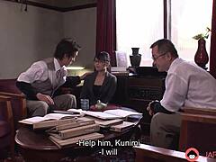 Japanese Office Lady Nana Kunimi Engages in Office Interaction Uncensored
