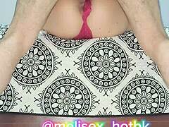 milf in red lingerie flaunting her natural tits 😍