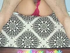 milf in red lingerie flaunting her natural tits 😍