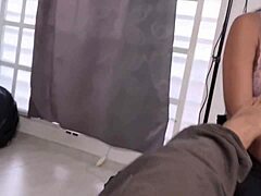 Colombian pornstar Mishell gives POV massage with happy ending to guy.