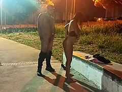 that slutty babe fucks big black cock in public square