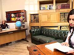 After the Lesson, Blonde Tutor and Brunette Fresher Share a Moment