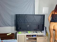 Will the housewife without panties seduce the technician?